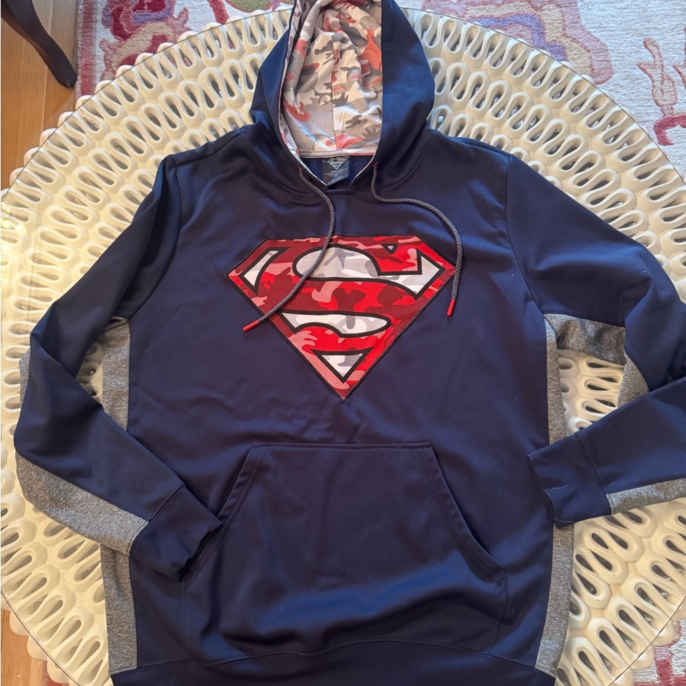 DC Comics Navy Hoodie with Red Camo Superman Emblem
